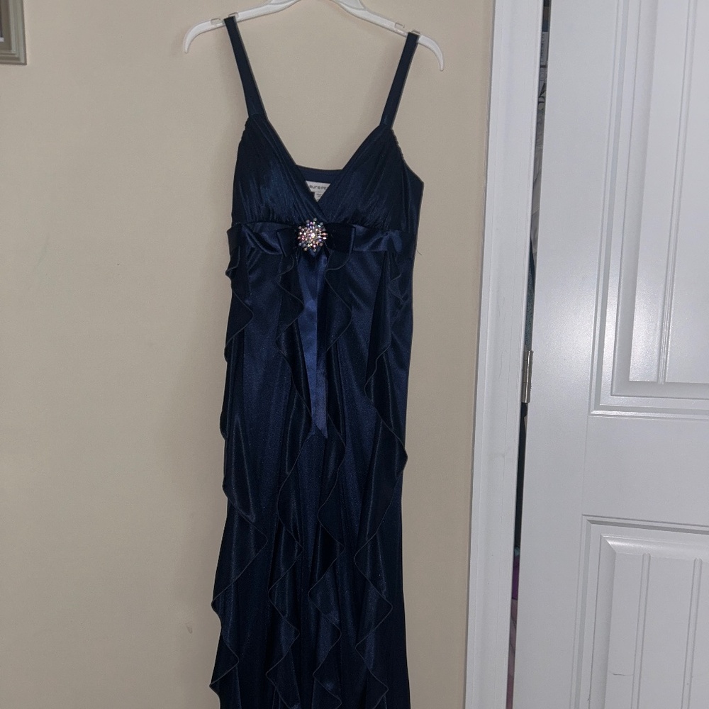 Navy Silk V-Dress